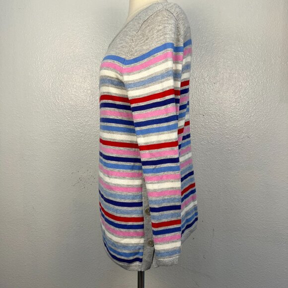Talbots Multi-Stripe Side Button Sweater Cotton Blend Size PL - Picture 4 of 10